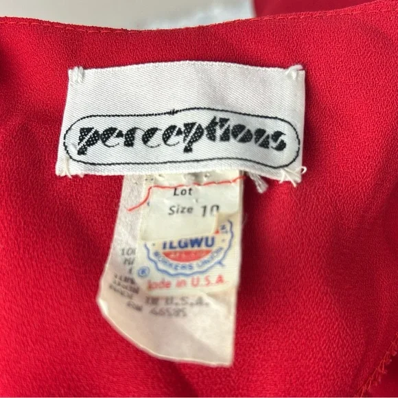 Vintage‎ Y2K Perceptions Bright Red Party Dress Midi Size 10 - Picture 9 of 15